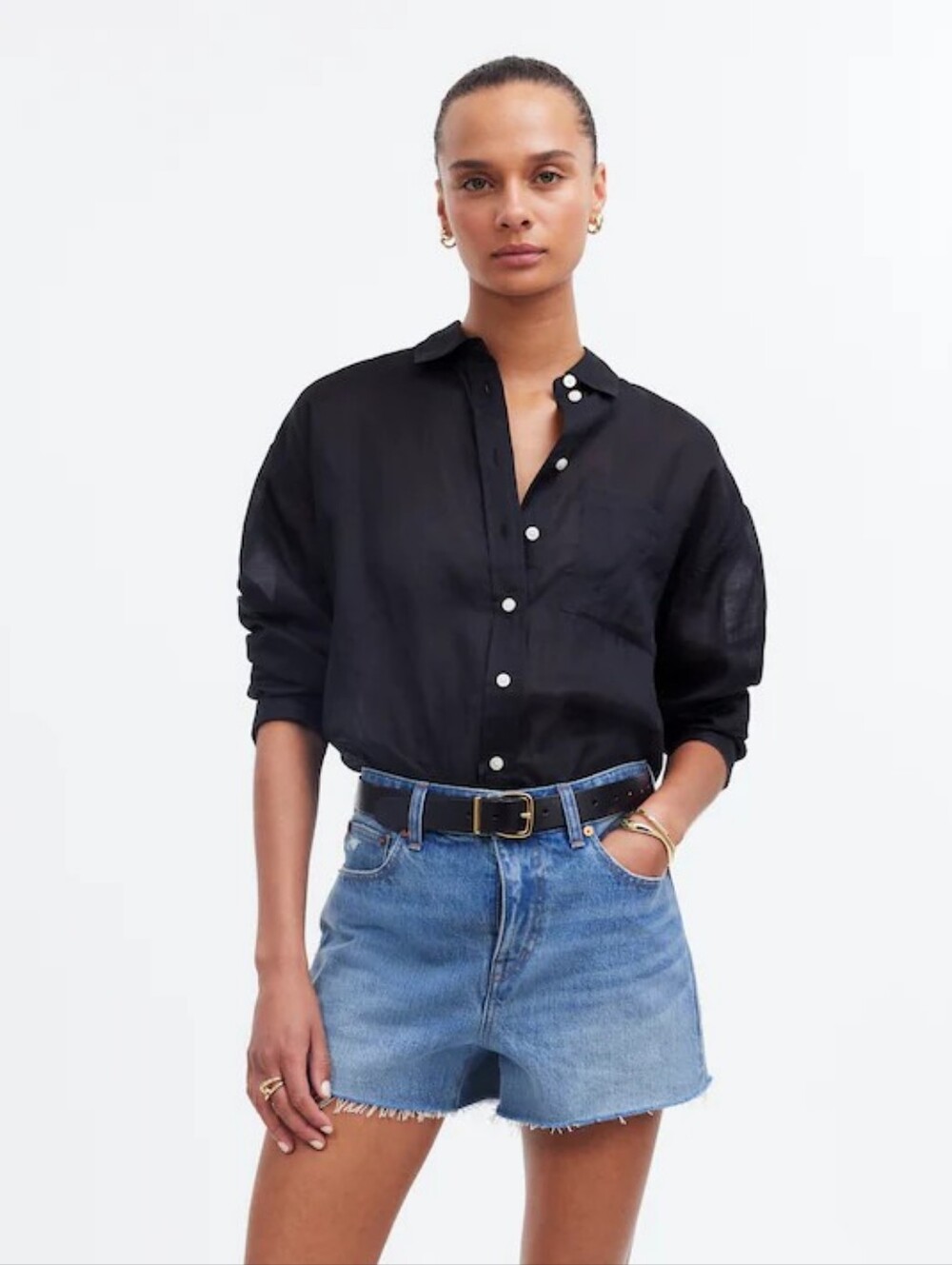 BN Madewell relaxed denim shorts, Kelton wash raw-hem edition